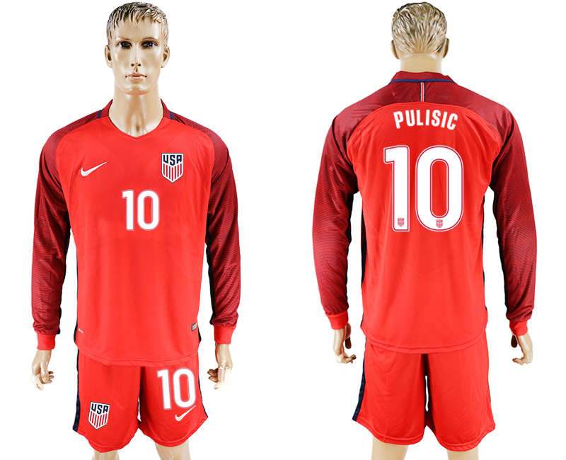 2017-18 USA 10 PULISIC Away Long Sleeve Soccer Jersey