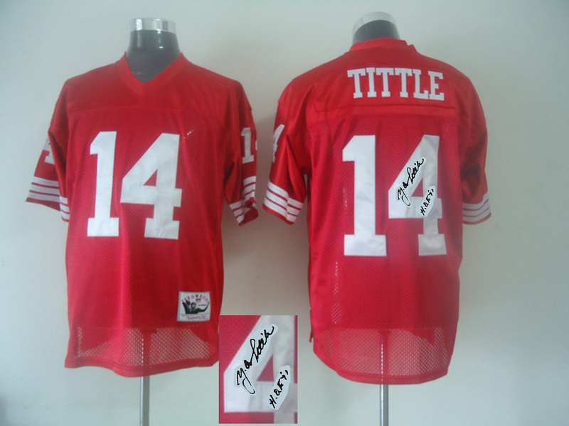 49ers 14 Y.A. Tittle Red Signature Edition M & N Jersey