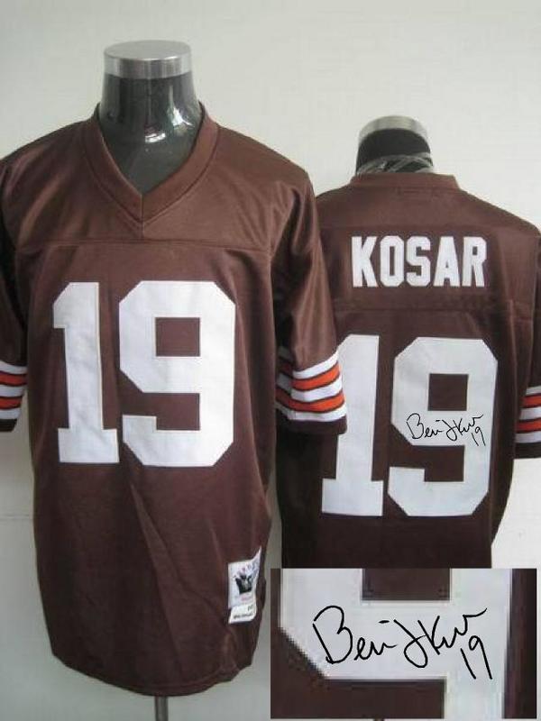 Browns 19 Bernie Kosar Brown Signature Edition M & N Jersey