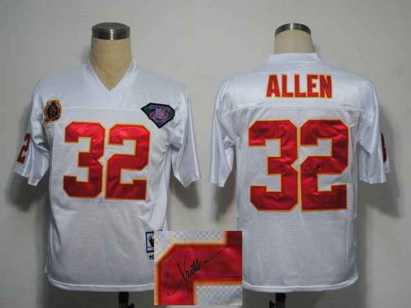 Chiefs 32 Marcus Allen White Signature Edition M & N Jersey