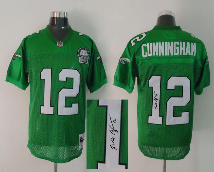 Eagles 12 Randall Cunningham Green Signature Edition M & N Jersey