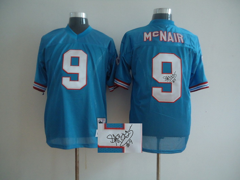 Titans 9 Steve McNair Blue Signature Edition M & N Jersey