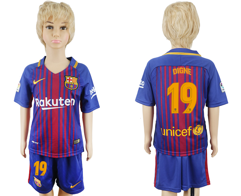 2017-18 Barcelona 19 DIGNE Home Youth Soccer Jersey