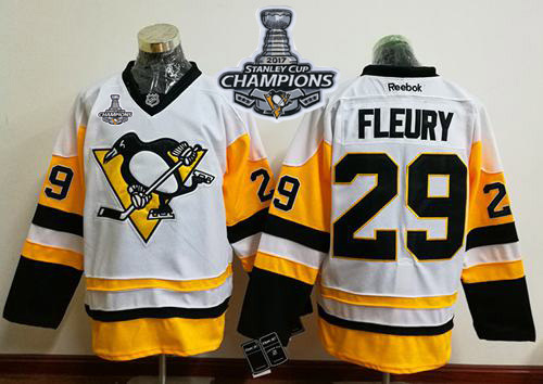 Penguins 29 Andre Fleury White 2017 Stanley Cup Finals Champions Stitched Premier Away Jersey