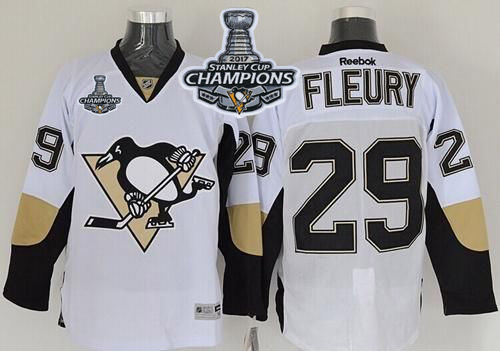 Penguins 29 Andre Fleury White 2017 Stanley Cup Finals Champions Stitched Reebok Jersey