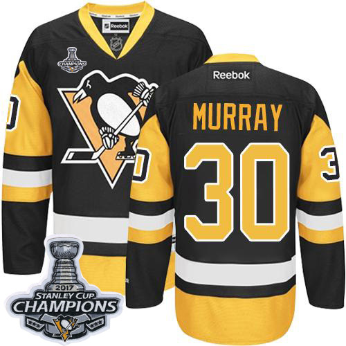 Penguins 30 Matt Murray Black 2017 Stanley Cup Finals Champions Premier Away Jersey - Click Image to Close