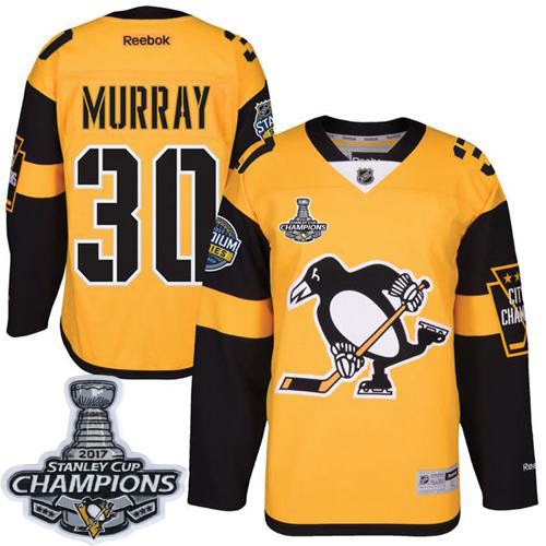 Penguins 30 Matt Murray Gold 2017 Stadium Series Stanley Cup Finals Champions Stitched Reebok Jersey - Click Image to Close