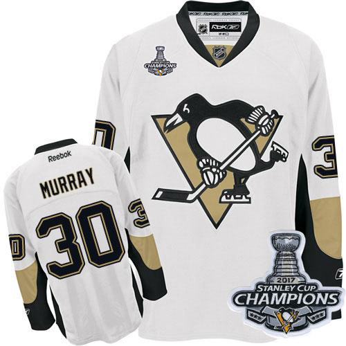 Penguins 30 Matt Murray White 2017 Stanley Cup Finals Champions Stitched Reebok Jersey - Click Image to Close