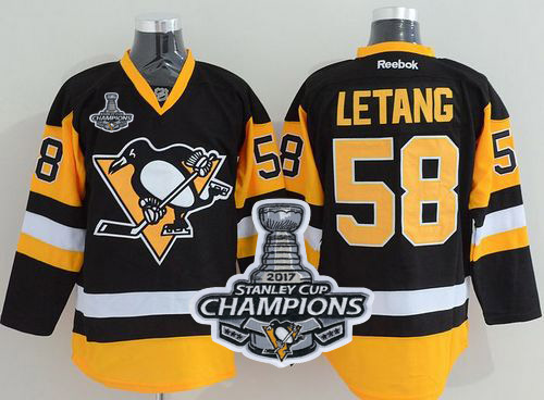 Penguins 58 Kris Letang Black Alternate 2017 Stanley Cup Finals Champions Stitched Reebok Jersey