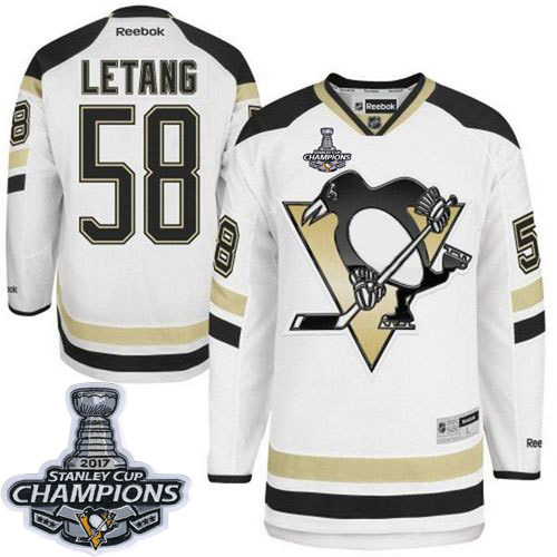 Penguins 58 Kris Letang White 2014 Stadium Series 2017 Stanley Cup Finals Champions Reebok Jersey