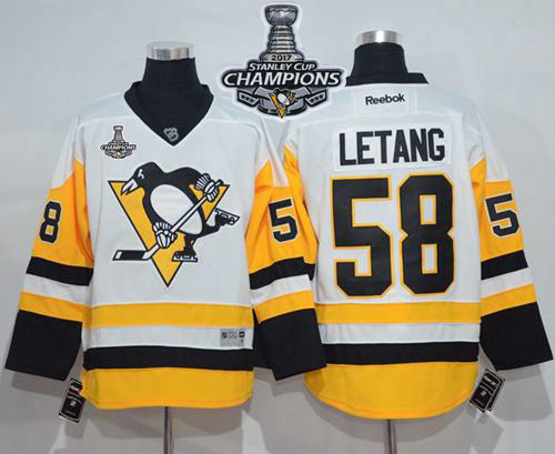 Penguins 58 Kris Letang White 2017 Stanley Cup Finals Champions Stitched Premier Away Jersey