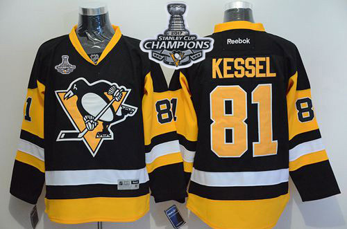 Penguins 81 Phil Kessel Black Alternate 2017 Stanley Cup Finals Champions Stitched Reebok Jersey