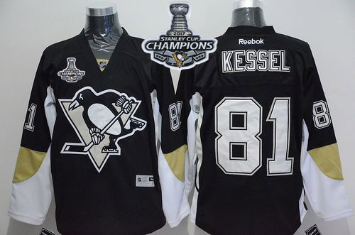Penguins 81 Phil Kessel Black Home 2017 Stanley Cup Finals Champions Stitched Reebok Jersey