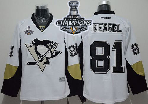 Penguins 81 Phil Kessel White Away 2017 Stanley Cup Finals Champions Stitched Reebok Jersey