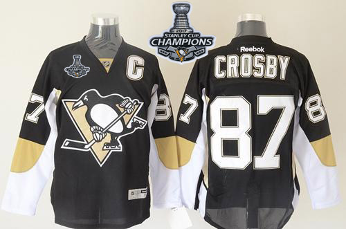 Penguins 87 Sidney Crosby Black 2017 Stanley Cup Finals Champions Stitched Reebok Jersey