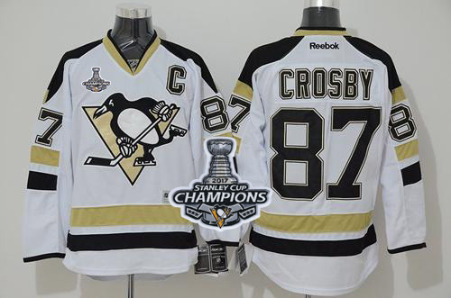 Penguins 87 Sidney Crosby White 2014 Stadium Series 2017 Stanley Cup Finals Champions Stitched Reebok Jersey