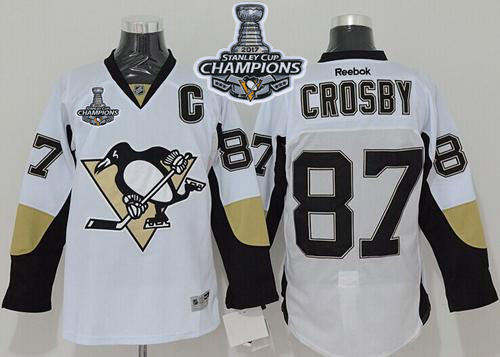 Penguins 87 Sidney Crosby White 2017 Stanley Cup Finals Champions Stitched Reebok Jersey