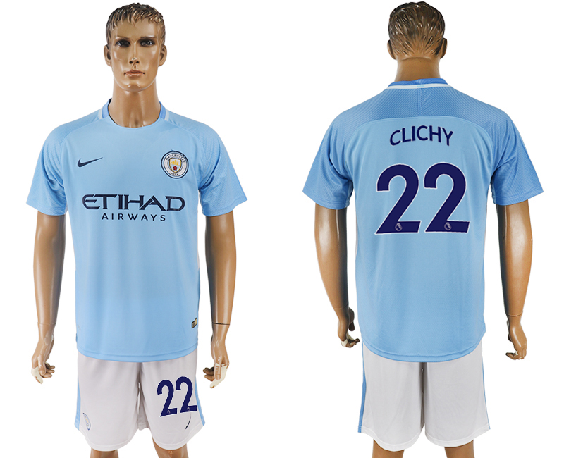 2017-18 Manchester City 22 CLICHY Home Soccer Jersey