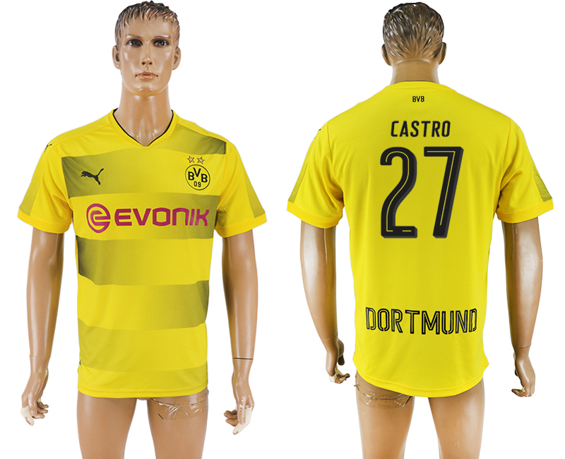 2017-18 Dortmund 27 CASTRO Home Thailand Soccer Jersey