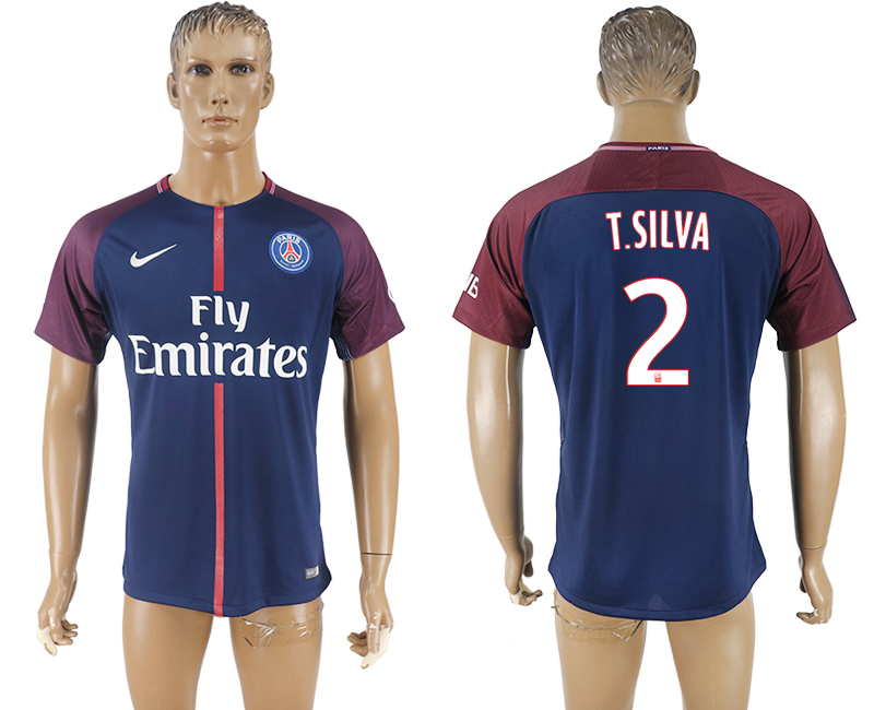 2017-18 Paris Saint-Germain 2 T.SILVA Home Thailand Soccer Jersey 2017-18 Paris Saint-Germain 2 T.SILVA Home Thailand Soccer Jersey