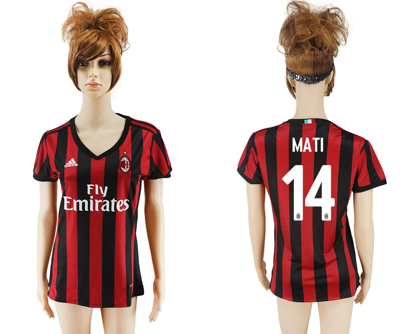2017-18 AC Milan 14 MATI Home Women Soccer Jersey