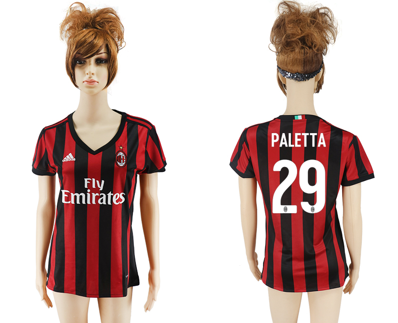 2017-18 AC Milan 29 PALETTA Home Women Soccer Jersey