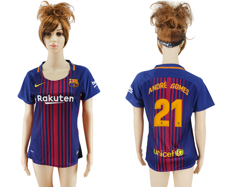 2017-18 Barcelona 21 ANDRE GOMES Home Women Soccer Jersey