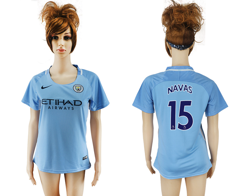 2017-18 Manchester City 15 NAVAS Home Women Soccer Jersey