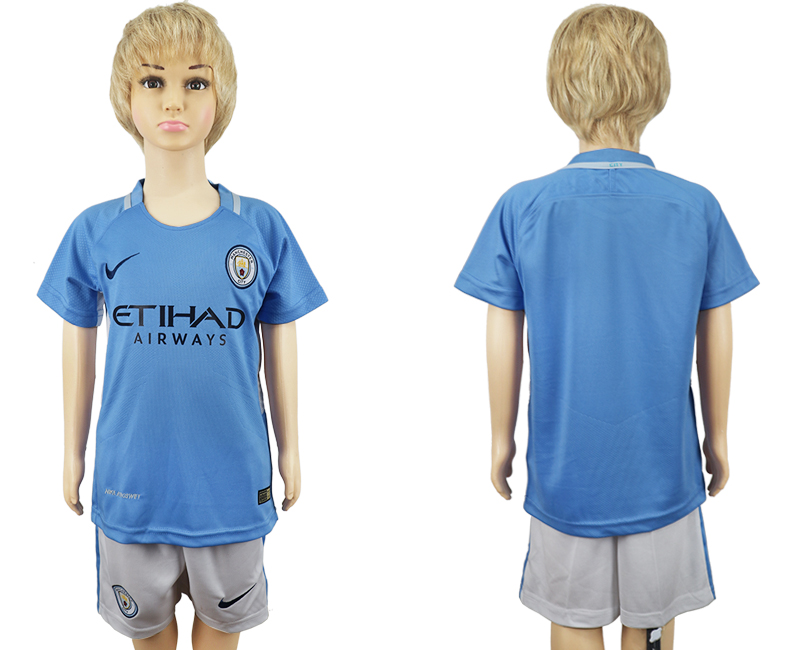 2017-18 Manchester City Home Youth Soccer Jersey