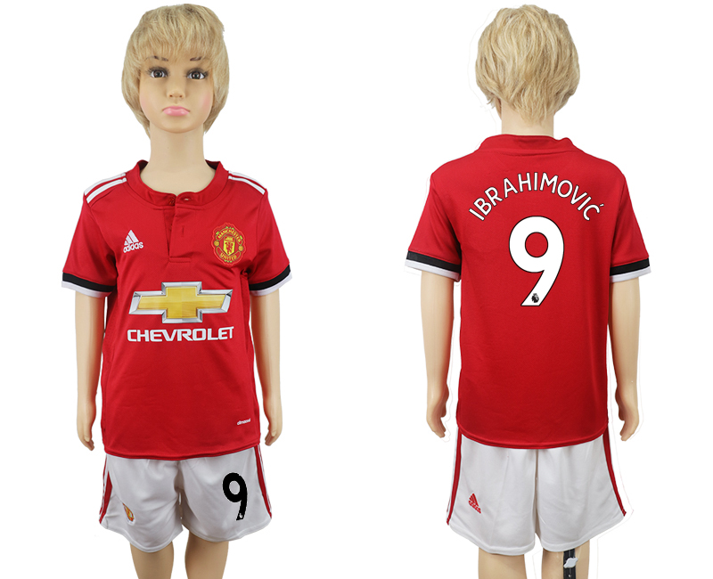 2017-18 Manchester United 9 IBRAHIMOVIC Home Youth Soccer Jersey