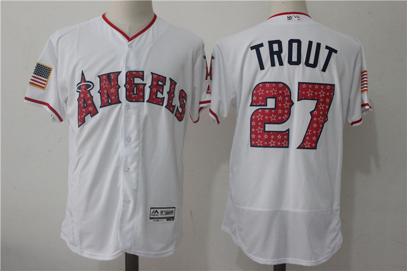 Angels 27 Mike Trout White 2017 Stars & Stripes Flexbase Player Jersey