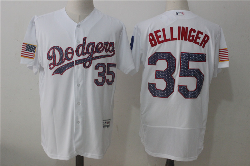Dodgers 35 Cody Bellinger White 2017 Stars & Stripes Flexbase Player Jersey - Click Image to Close