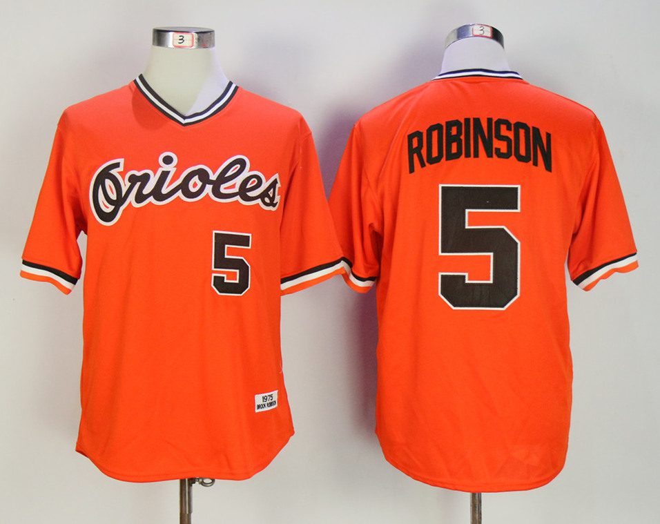 Orioles 5 Brooks Robinson Orange 1975 Throwback Jersey
