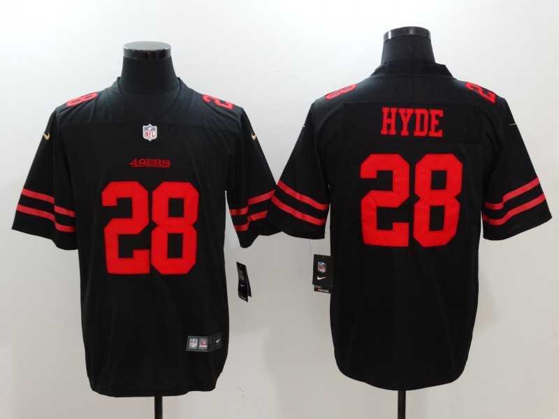 Nike 49ers 28 Carlos Hyde Black Vapor Untouchable Limited Jersey - Click Image to Close