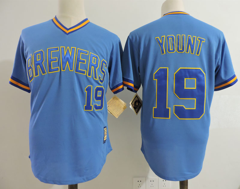 Brewers 19 Robin Yount Blue Cooperstown Collection Jersey