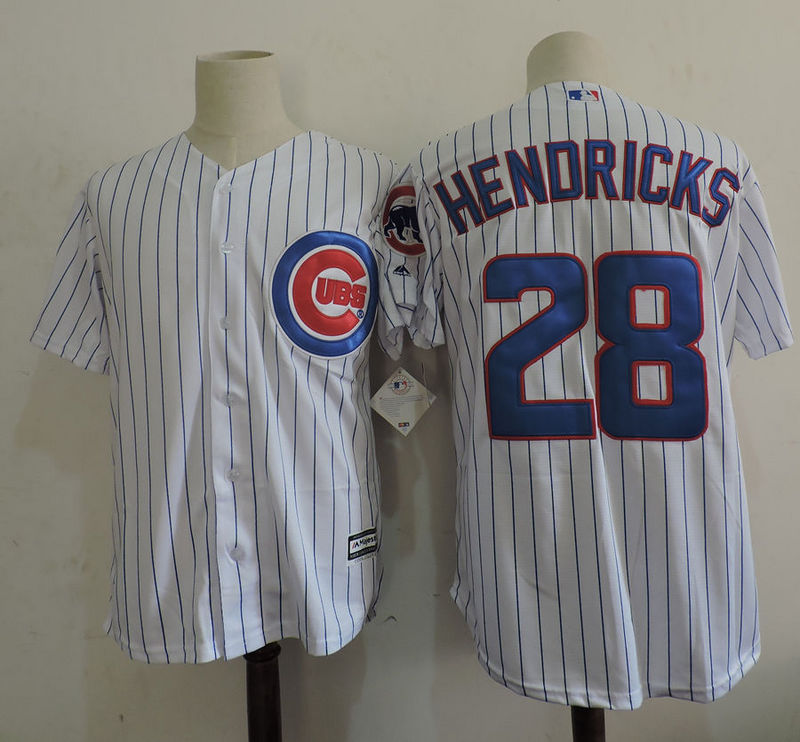 Cubs 28 Kyle Hendricks White Youth Cool Base Jersey - Click Image to Close