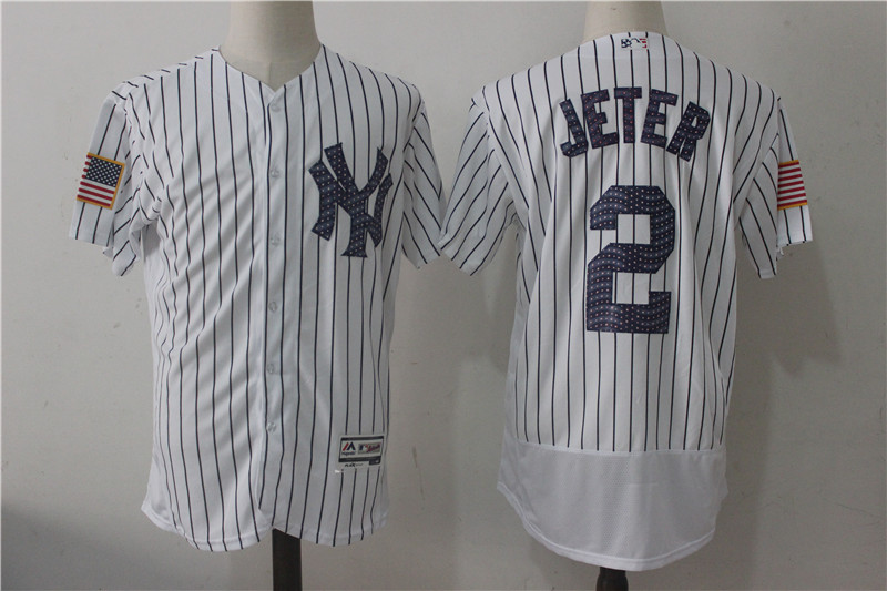 Yankees 2 Derek Jeter White 2017 Stars & Stripes Flexbase Jersey