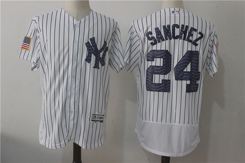 Yankees 24 Gary Sanchez White 2017 Stars & Stripes Flexbase Jersey