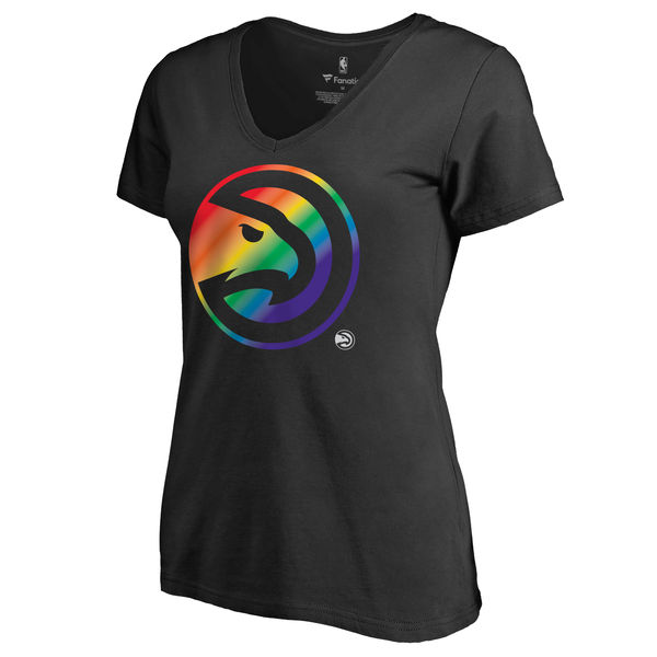 Women's Atlanta Hawks Fanatics Branded Black Team Pride Slim Fit V Neck T-Shirt