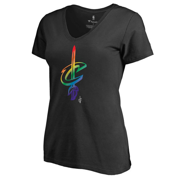 Women's Cleveland Cavaliers Fanatics Branded Black Team Pride Slim Fit V Neck T-Shirt