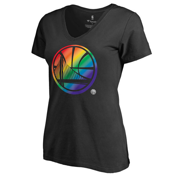 Women's Golden State Warriors Fanatics Branded Black Team Pride Slim Fit V Neck T-Shirt