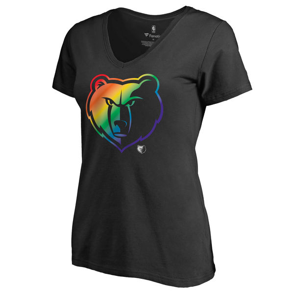 Women's Memphis Grizzlies Fanatics Branded Black Team Pride Slim Fit V Neck T-Shirt