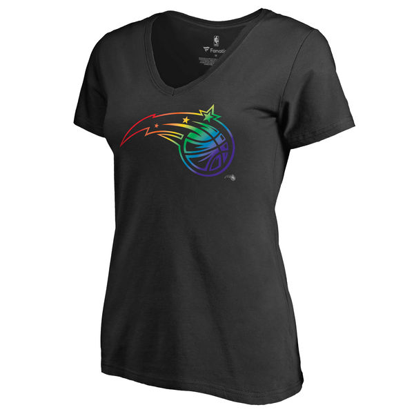 Women's Orlando Magic Fanatics Branded Black Team Pride Slim Fit V Neck T-Shirt