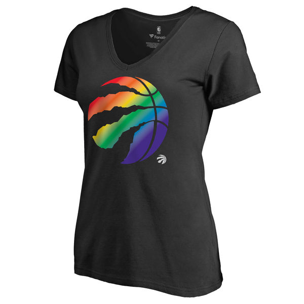 Women's Toronto Raptors Fanatics Branded Black Team Pride Slim Fit V Neck T-Shirt