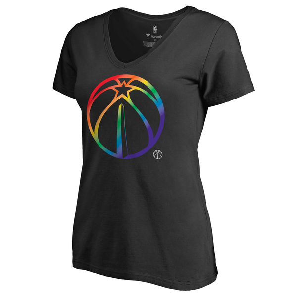 Women's Washington Wizards Fanatics Branded Black Team Pride Slim Fit V Neck T-Shirt