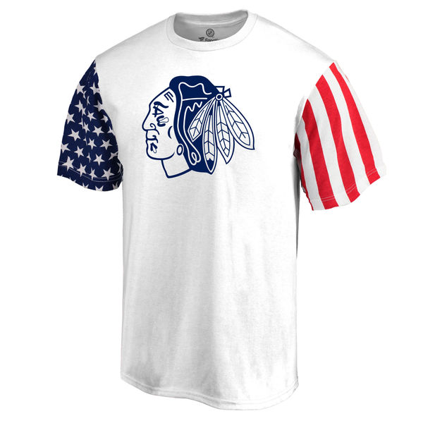 Chicago Blackhawks Fanatics Branded Stars & Stripes T-Shirt White