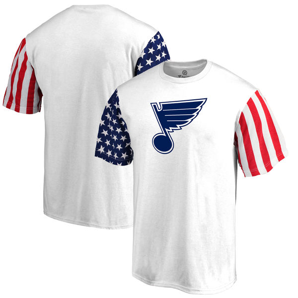 St. Louis Blues Fanatics Branded Stars & Stripes T-Shirt White - Click Image to Close