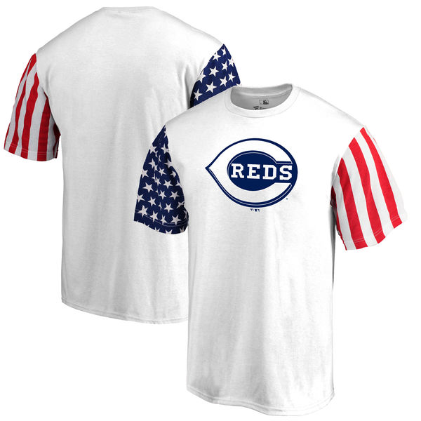 Cincinnati Reds Fanatics Branded Stars & Stripes T-Shirt White