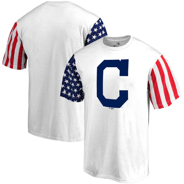 Cleveland Indians Fanatics Branded Stars & Stripes T-Shirt White - Click Image to Close