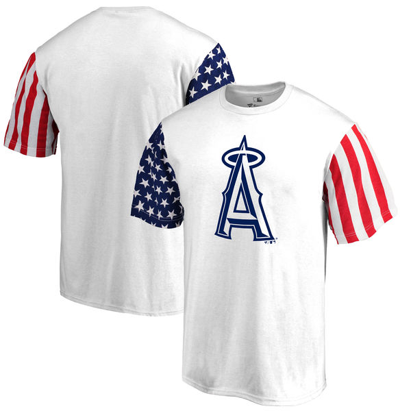 Los Angeles Angels of Anaheim Fanatics Branded Stars & Stripes T-Shirt White - Click Image to Close